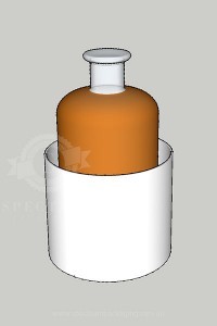 Whisky Box 3D development drawing with bottle